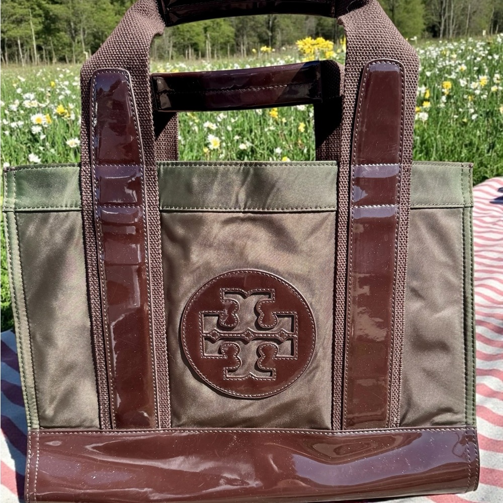 Vintage Tory Burch Nylon & Patent Leather Tote Bag - Picture 2 of 11